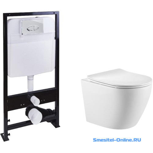 Фото  Унитаз подвесной безободковый с инсталляцией SantiLine   SL-5027+SL-01