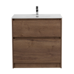 KRAFT 39 База под раковину напольная с фрезерованными ручками по всей длине фасада с двумя выкатными ящиками, Rovere Tabacco, 705х390x840, KRAFT39-700/390-2C-PIA-RT