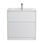 KRAFT База под раковину напольная с фрезерованными ручками по всей длине фасада с двумя выкатными ящиками, Bianco Opaco, 800x460x840, KRAFT-800-2C-PIA-BO