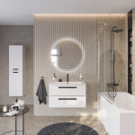 ECO-CER-N База под раковину подвесная с двумя выкатными ящиками, Bianco Lucido, 800x457x500, ECO-CER-N-800-2C-SO-BL