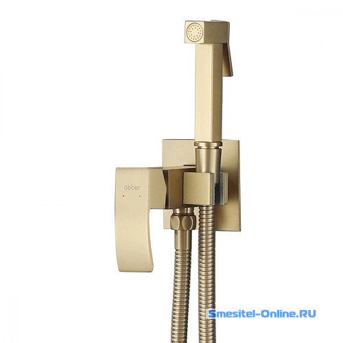 Фото Смеситель с гигиеническим душем Abber BBER Wasserfall AF8625G  золото матовое