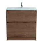 KRAFT База под раковину напольная с фрезерованными ручками по всей длине фасада с двумя выкатными ящиками, Rovere Tabacco, 1000x460x840