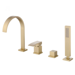  Смеситель на борт ванны Abber Wasserfall AF8613G золото матовое