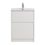 KRAFT 39 База под раковину напольная с фрезерованными ручками по всей длине фасада с двумя выкатными ящиками, Bianco Opaco, 505х390x840, KRAFT39-500/390-2C-PIA-BO