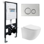 Комплект подвесной унитаз ABBER Bequem AC1100T белый с инсталляцией AC0105 и кнопкой AC0121 хром