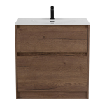 KRAFT База под раковину напольная с фрезерованными ручками по всей длине фасада с двумя выкатными ящиками, Rovere Tabacco, 1000x460x840