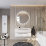 ECO-CER-N База под раковину подвесная с двумя выкатными ящиками, правосторонняя, Bianco Lucido, 1000x457x500, ECO-CER-N-1000-2C-SO-BL-R