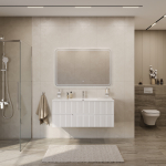 DUET-N База под раковину подвесная с двумя выкатными ящиками, Bianco Lucido, 1200x457x500, DUET-N-1200-2C-SO-BL