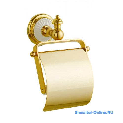 Фото Держатель для туалетной бумаги с крышкой Boheme Palazzo золото/керамика 10101