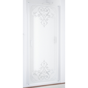 Дверь в душевой проем  EP LUX 80 01 ARTDECO D1 R профиль белый стекло стекло матовое рисунок прозрачный