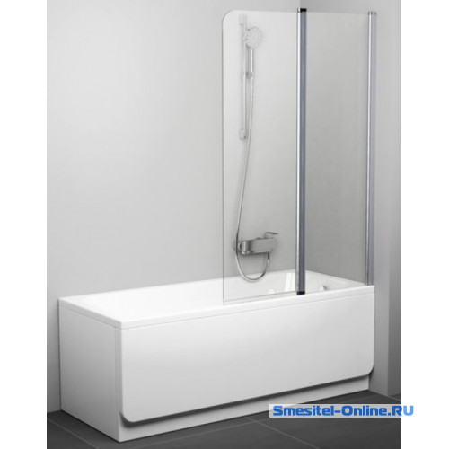 Фото Шторка на ванну 100 см Ravak Chrome CVS2-100 белый+ транспарент 7QRA0100Z1