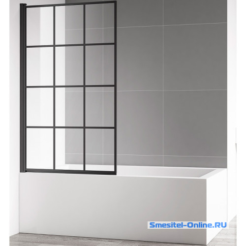 Фото Шторка на ванну 80 AQUAme L AQM2858-L черный матовый