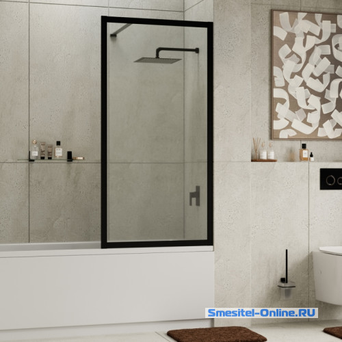 Фото Шторка на ванну 80 Wasserkraft Abens 20W01-80 Matt black Fixed черный