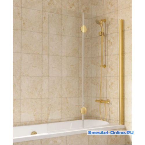 Фото Шторка на ванную  E2V LUX 120 09 01 R профиль золото стекло прозрачное