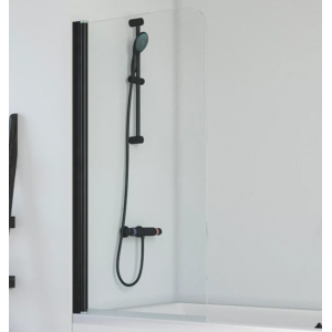 Шторка на ванную  EV NOVO 76 02М 01 профиль черный матовый стекло прозрачное