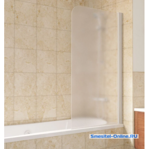 Фото Шторка на ванную  EV LUX 75 01 10 R профиль белый стекло сатин