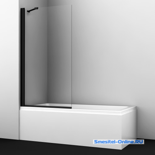 Фото Стеклянная шторка на ванну 80 см Wasserkraft Berkel 48P01-80 BLACK Fixed