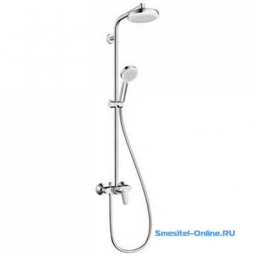 Фото Душевая система для душа Hansgrohe Crometta Showerpipe 27266400 хром белый