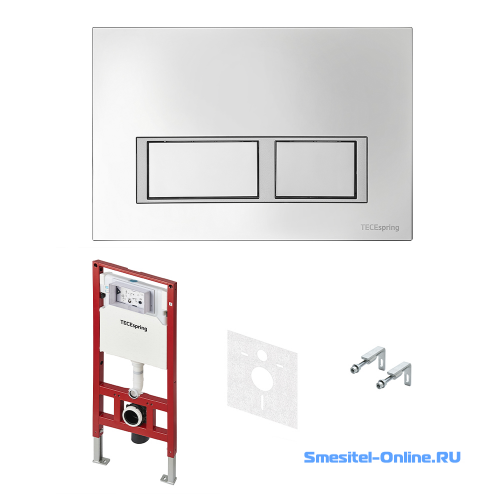 Фото Инсталляция для унитазов Tece TECEspring S955201 с хром глянцевой панелью с хромированным  контуром клавиш