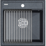 Мойка кухонная 50х51 Paulmark Stepia + Step PM115051-DG+R375-BS графит, с ролл-матом