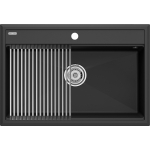 Мойка кухонная 75х51 Paulmark Stepia + Step PM117551-AN+R375-BS антрацит, с ролл-матом
