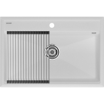 Мойка кухонная 75х51 Paulmark Stepia + Step PM117551-WH+R375-BS белый, с ролл-матом