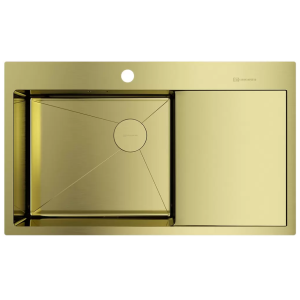 Мойка кухонная 86х51 Omoikiri Akisame 86 Side L LG 4997045 PVD SUS304 светлое золото