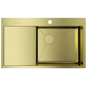 Мойка кухонная 86х51Omoikiri Akisame 86 Side R LG 4997046 PVD SUS304 светлое золото