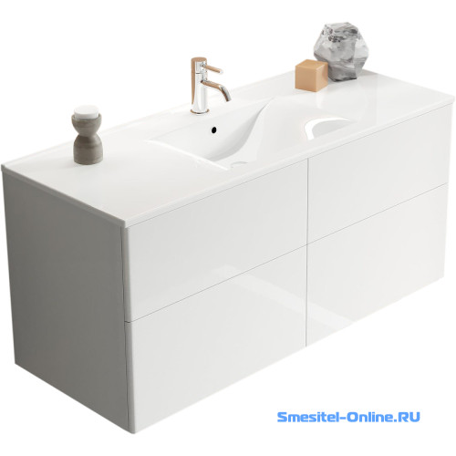 Фото Тумба с  раковиной 120  Sanvit Лира   (ножки белые или черные на выбор) klira2120W белая