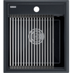 Мойка кухонная 46х51 Paulmark Stepia + Step PM114651-BLM+R375-BS черный металлик, с ролл-матом