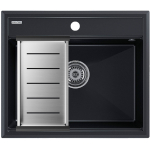 Мойка кухонная 59х51 Paulmark Stepia PM115951-BLM+A375-BS черный металлик, с коландером  