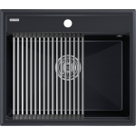 Мойка кухонная 59х51 Paulmark Stepia + Step PM115951-BLM+R375-BS черный металлик, с ролл-матом