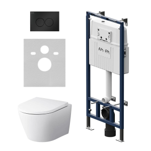 Унитаз с инсталляцией Am.Pm Sense IS100138.741701 белый, с сиденьем микролифт и клавишей Унитаз с инсталляцией Am.Pm Sense IS100138.741701 белый, с сиденьем микролифт и клавишей