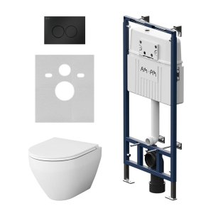 Унитаз с инсталляцией AM.PM Spirit V2.0 IS100138.701700 белый, с сиденьем микролифт и клавишей Унитаз с инсталляцией AM.PM Spirit V2.0 IS100138.701700 белый, с сиденьем микролифт и клавишей