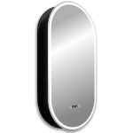 Зеркальный шкаф 50 Abber Kontur AG6339SWHB черный, с подсветкой,  диммер, часы, подогрев 