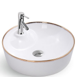 Раковина 43x43 Ceramalux D1306H011 белый, золото