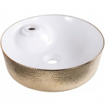 Раковина 43x43 Ceramalux D1306H025 золото, белая