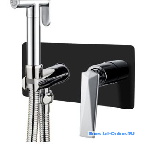 Фото Смеситель с гигиеническим душем   Boheme Venturo черный/хром 377-B