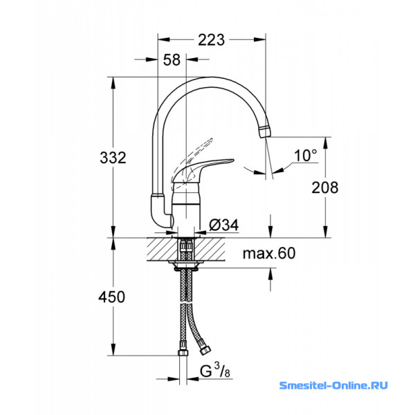 Смеситель для кухни grohe eurosmart new с высоким изливом хром 33202002 сборка