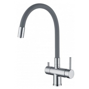 Смеситель для кухни с подключением фильтра питьевой воды Gappo G4398-30 серый/хром