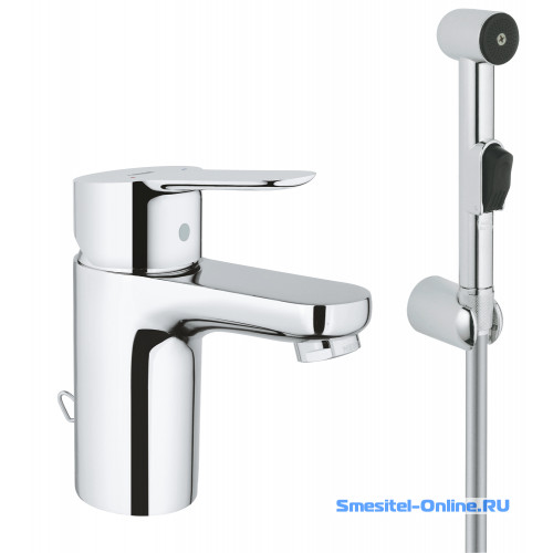 Фото  Смеситель для раковины с гигиеническим душем Grohe BauEdge 23757000 