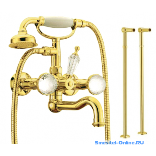 Фото Смеситель для ванны напольный Boheme Imperiale Presente Золото+Swarovski 333 золото