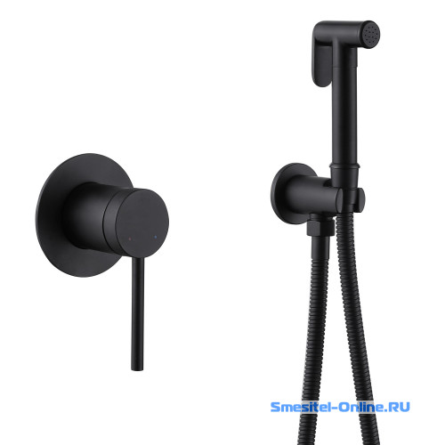 Фото Смеситель с гигиеническим душем Abber Emotion AF8825B черный матовый
