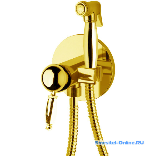 Фото Смеситель с гигиеническим душем Daniel Retro RT645AU-DO золото 