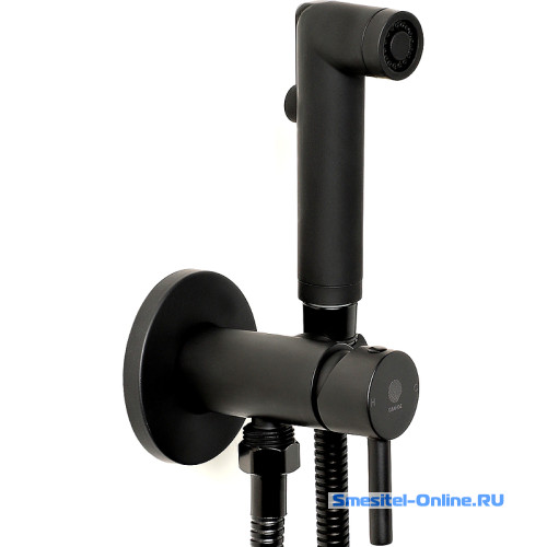 Фото Смеситель с гигиеническим душем Orange Karl M05-888b черный матовый