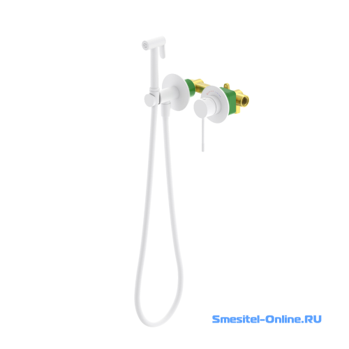 Фото Смеситель встроенный с гигиеническим душем с защитой от ожогов Timo Saona 2339/16SM белый матовый