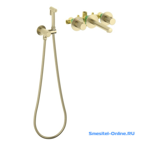 Фото Смеситель с гигиеническим душем Timo Saona 2383/17SM золото матовое