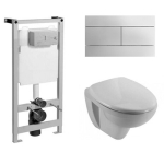  Унитаз подвесной с инсталляцией с белой клавишей Jacob Delafon Patio E5504/ E4316-00 