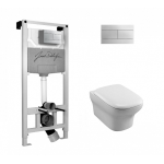 Унитаз подвесной с инсталляцией с клавишей хром Jacob Delafon Vox E5504+ E4316-CP +EDM102-+E20142 