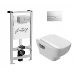 Унитаз подвесной с инсталляциейс белой клавишей Jacob Delafon Struktura E5504+E4326 +EDE102 + E70024